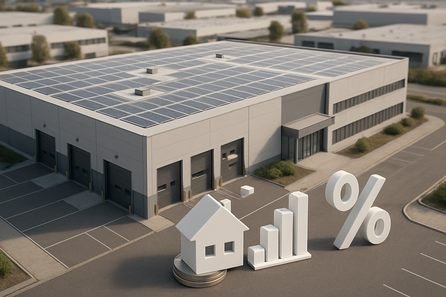 Nave logística en España con gráfico de exit yield y rentas