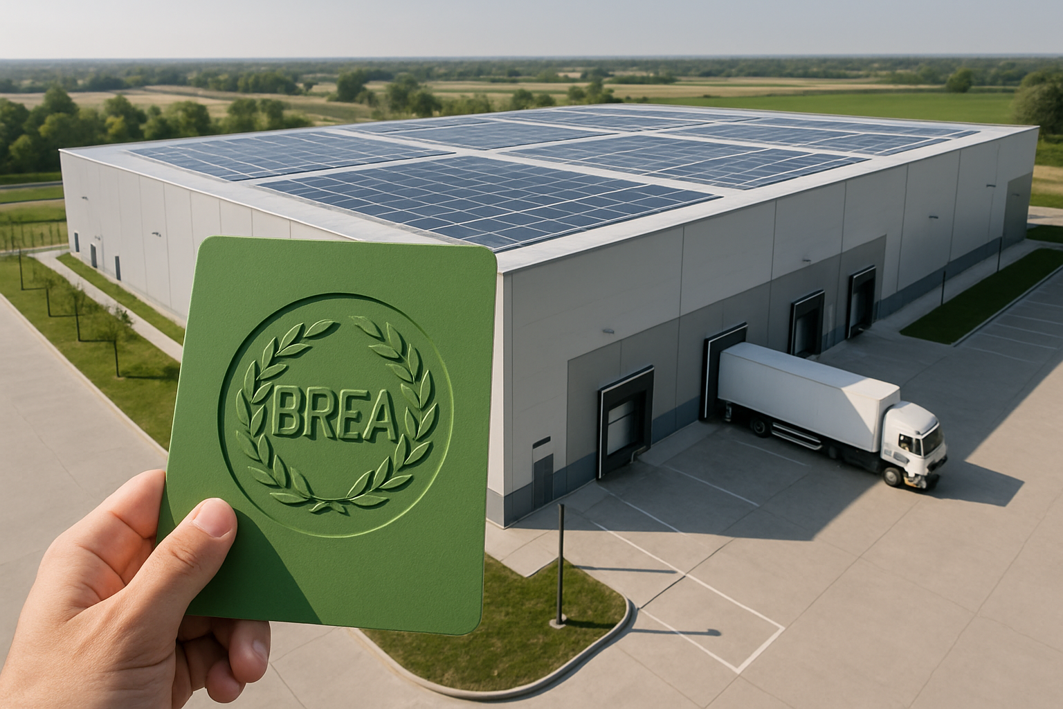 Nave logística en España con certificación BREEAM y paneles solares