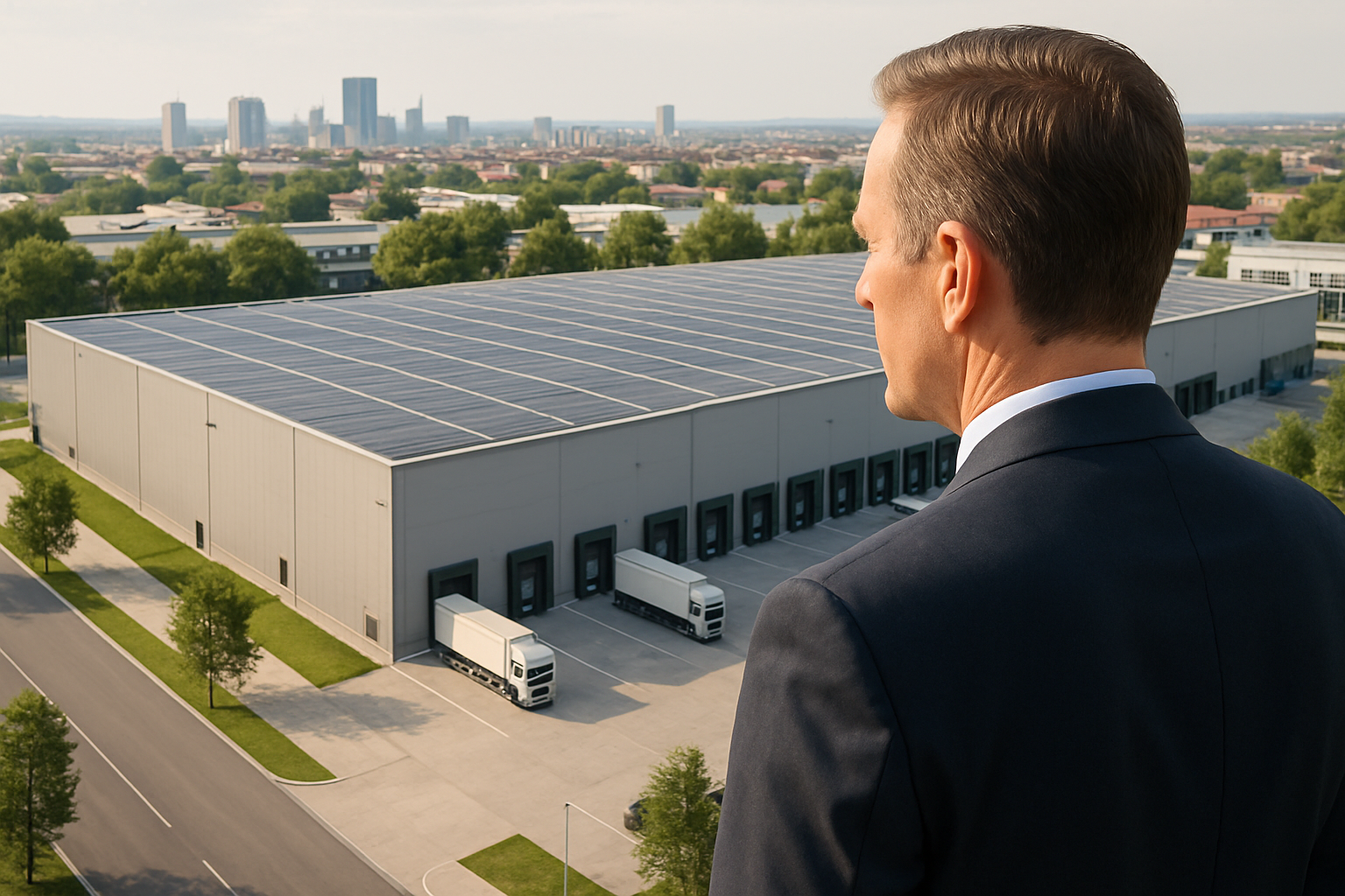 Inversor institucional evaluando nave logística con contrato de arrendamiento a largo plazo en España