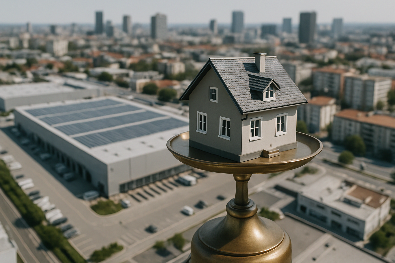 Nave logística en España con gráfico comparando valor catastral y valor de mercado