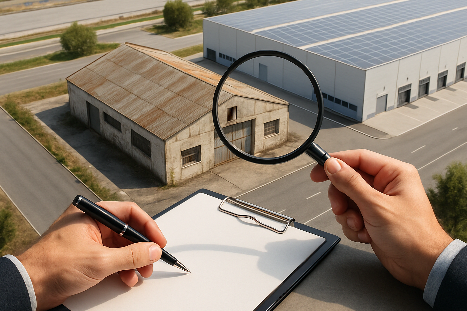 Nave logística antigua en polígono industrial de España con potencial de reconversión